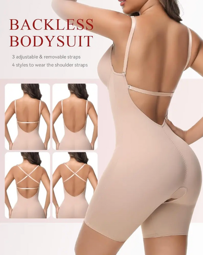 Backless Shapewear Strapless Deep U Plunge Bodysuit for Women Tummy Control