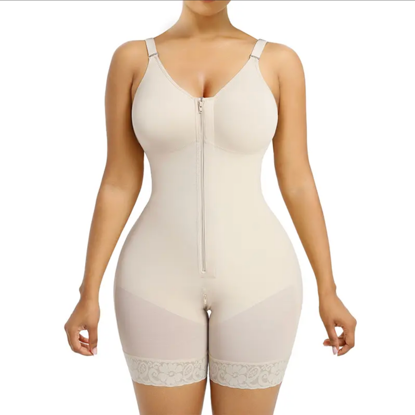 Colombianas shapewear for Women Tummy Control Butt Lifter Shaper with Zipper Crotch detachable shoulder strap