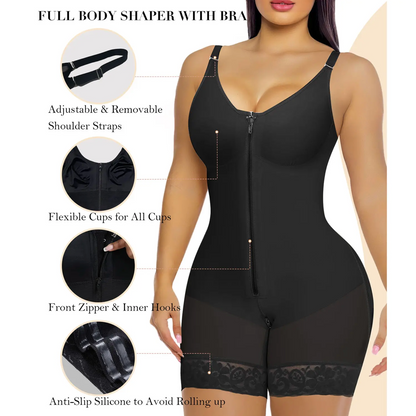 Colombianas shapewear for Women Tummy Control Butt Lifter Shaper with Zipper Crotch detachable shoulder strap
